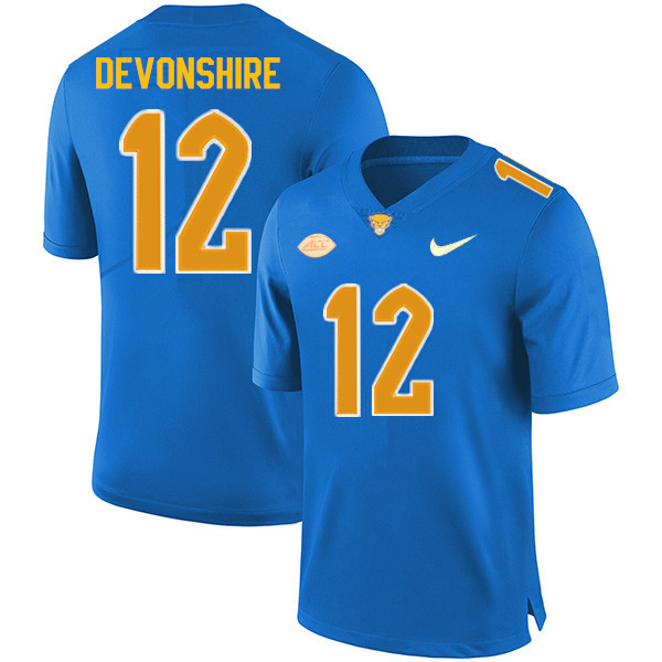 Men #12 M.J. Devonshire Pitt Panthers College Football Jerseys Sale-Royal